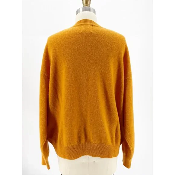 Crush Cashmere Cashmere Malibu V-Neck Sweater in Orange 3 - Picture 3 of 9